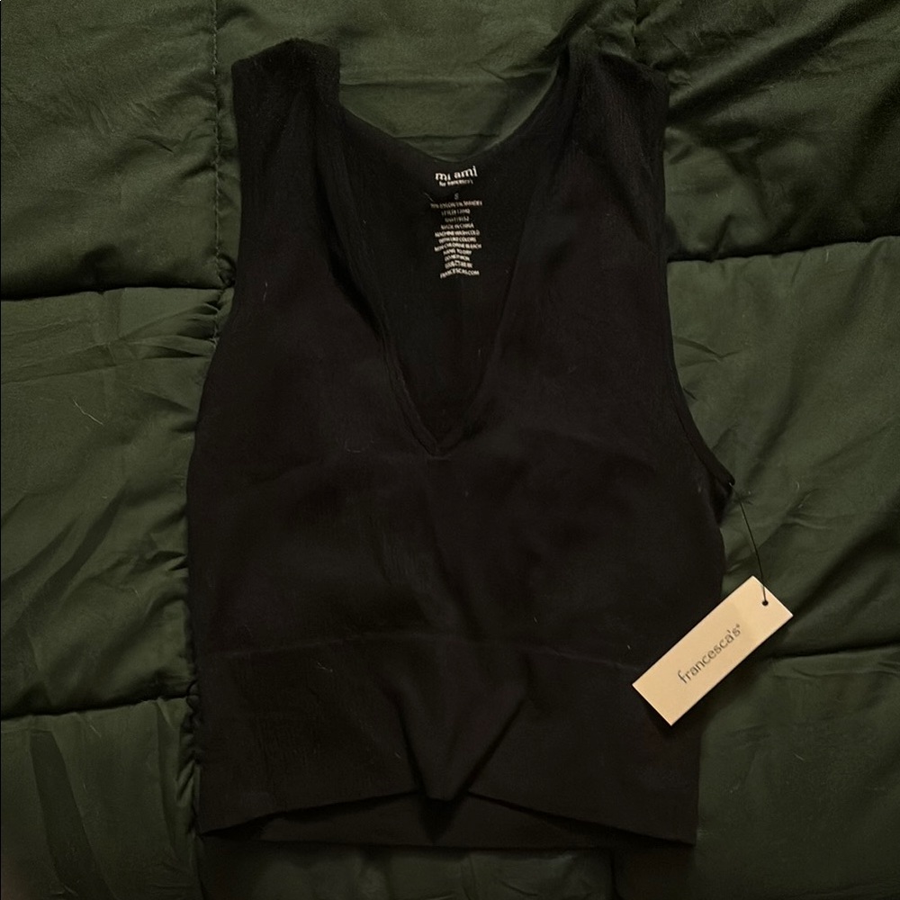 Deep Cut Black Tank Top